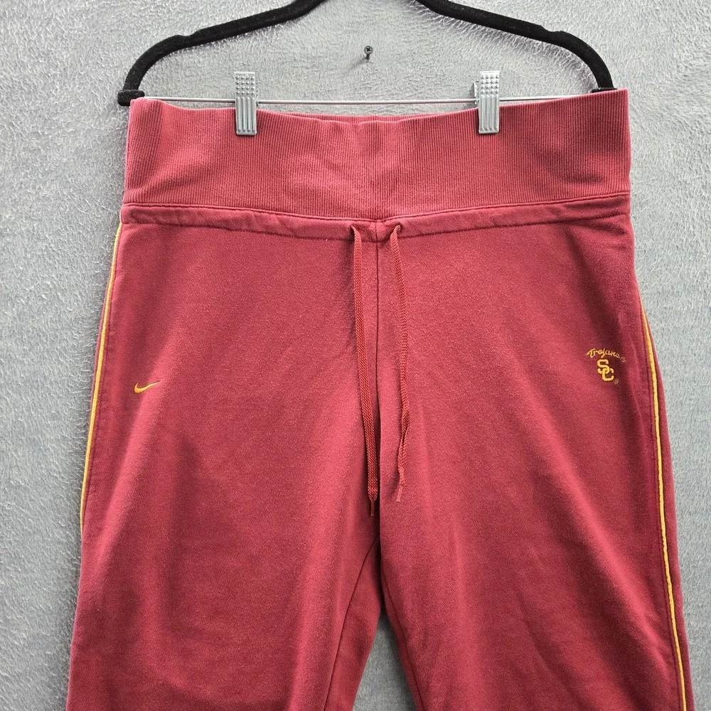 VINTAGE USC Trojans Women Activewear Pants M‎ Red Y2K Nike Swoosh Sweatpants